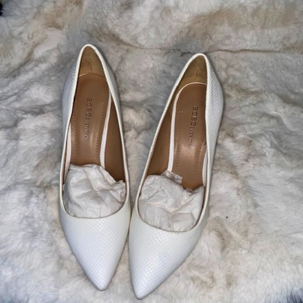 BCBG White Pumps